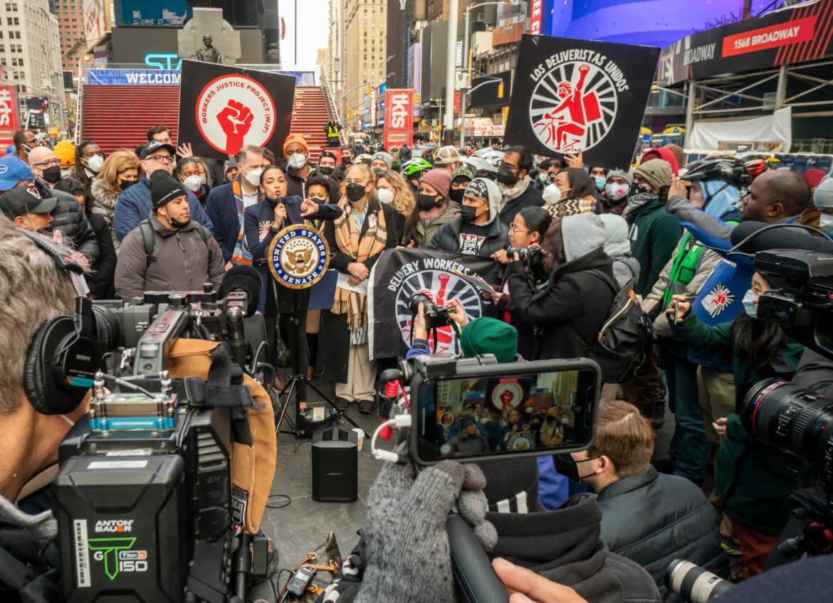 New,York,Ny,Usa-january,23,,2022,Representative,Alexandria,Ocasio-cortez,joins,Delivery
